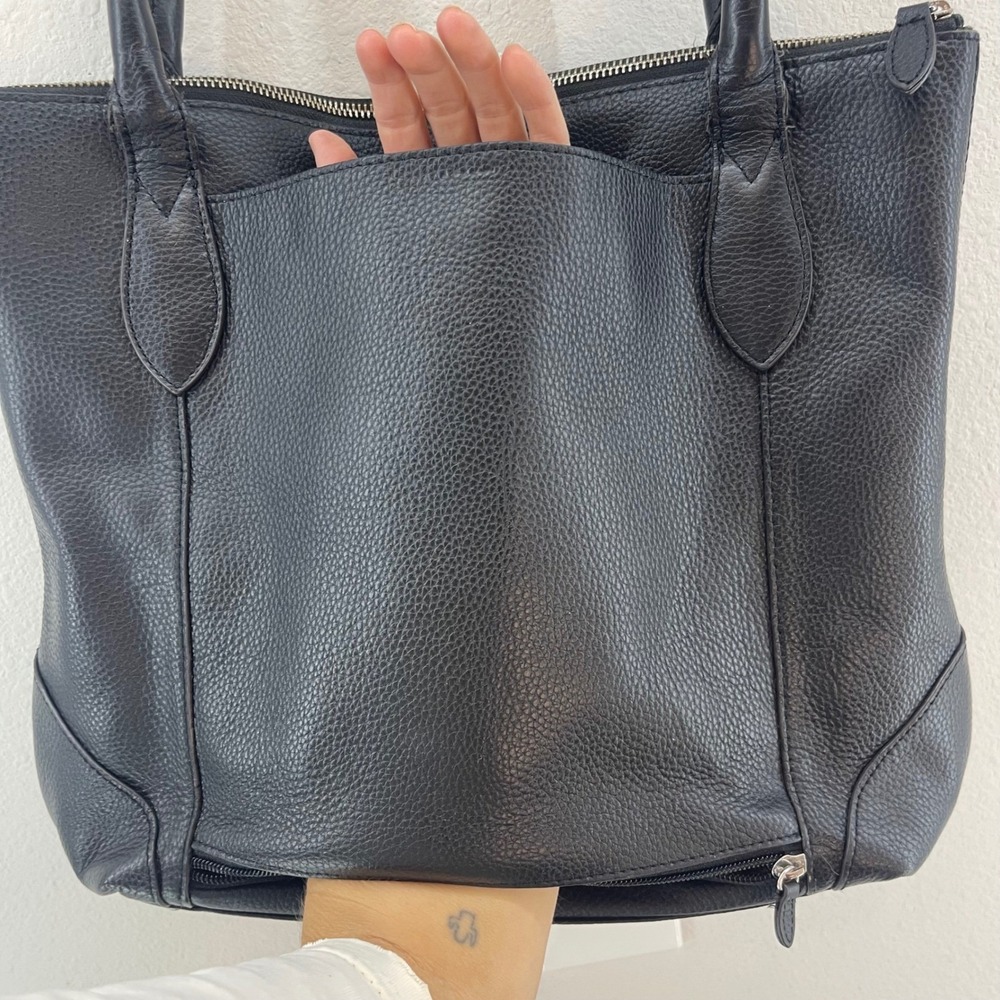LODIS Siera Pebbled Leather Tote Bag Black Handbag Purse Womens Medium Large - Picture 6 of 14